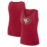 San Francisco 49ers Logo Athletic Women's Plus Size Stellar Win V-Neck Tank Top - Scarlet - NFL