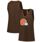 Cleveland Browns Logo Athletic Women's Plus Size Stellar Win V-Neck Tank Top - Brown - NFL