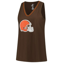 Cleveland Browns Logo Athletic Women's Plus Size Stellar Win V-Neck Tank Top - Brown - NFL