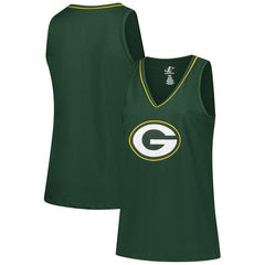 Green Bay Packers Logo Athletic Women's Plus Size Stellar Win V-Neck Tank Top - Green - NFL