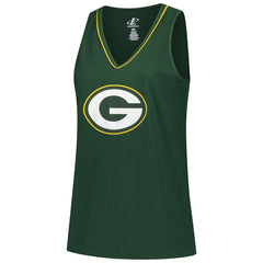Green Bay Packers Logo Athletic Women's Plus Size Stellar Win V-Neck Tank Top - Green - NFL