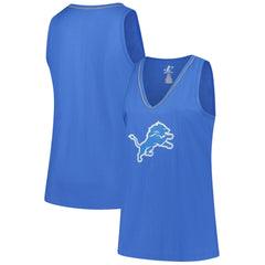 Detroit Lions Logo Athletic Women's Plus Size Stellar Win V-Neck Tank Top - Blue - NFL