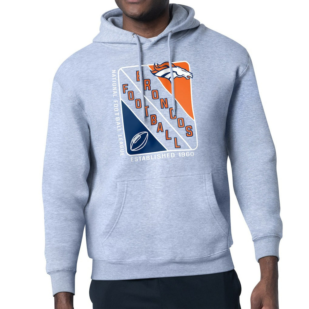 Denver Broncos Starter Shield Logo Pullover Hoodie - Heather Gray - NFL
