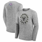 Fanatics Milwaukee Bucks NBA Hoops for Troops Long Sleeve T-Shirt Heather Gray