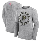 Fanatics Indiana Pacers NBA Hoops for Troops Long Sleeve T-Shirt Heather Gray