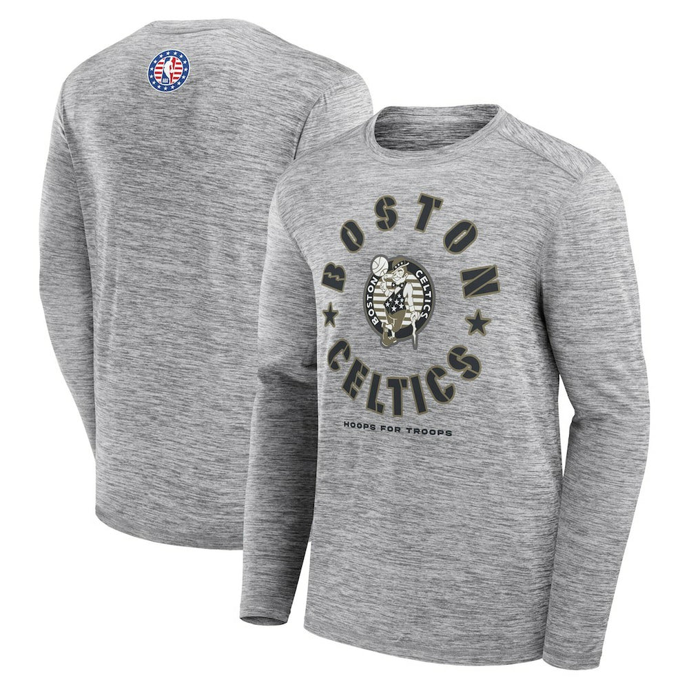 Fanatics Boston Celtics NBA Hoops for Troops Long Sleeve T-Shirt Heather Gray