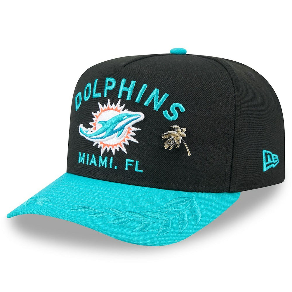 Miami Dolphins New Era 2025 NFL Draft On Stage A-Frame 59FIFTY Fitted Hat - Black/Aqua - NFL
