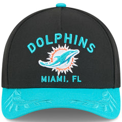 Miami Dolphins New Era 2025 NFL Draft 9FORTY A-Frame M-Crown Adjustable Hat - Black/Aqua - NFL