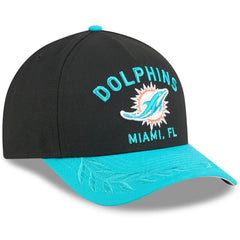 Miami Dolphins New Era 2025 NFL Draft 9FORTY A-Frame M-Crown Adjustable Hat - Black/Aqua - NFL