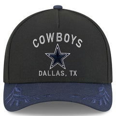 Dallas Cowboys New Era Youth 2025 NFL Draft 9FORTY A-Frame M-Crown Adjustable Hat - Black/Navy - NFL