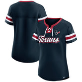 Houston Texans Women's Iconic Bling Athena Lace-Up V-Neck T-Shirt - Navy - Fanatics