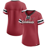 Arizona Cardinals Women's Iconic Bling Athena Lace-Up V-Neck T-Shirt - Cardinal - Fanatics