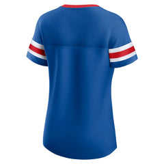 New York Giants Women's Bling Athena Jersey Style Lace-up T-Shirt - Royal - Fanatics