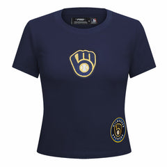 Milwaukee Brewers Pro Standard Women's Game Day Classics Baby Doll Cropped T-Shirt Sale