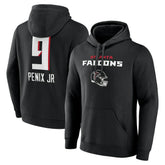 Michael Penix Jr. Atlanta Falcons Name & Number Team Wordmark Pullover Hoodie - Black - NFL