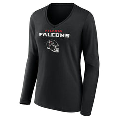 Michael Penix Jr. Atlanta Falcons Women's Name & Number Team Wordmark Long Sleeve V-Neck T-Shirt - Black - NFL