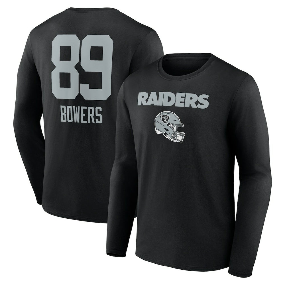 Brock Bowers Las Vegas Raiders Name & Number Team Wordmark Long Sleeve T-Shirt - Black - NFL