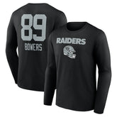 Brock Bowers Las Vegas Raiders Name & Number Team Wordmark Long Sleeve T-Shirt - Black - NFL