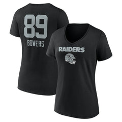 Brock Bowers Las Vegas Raiders Women's Name & Number Team Wordmark V-Neck T-Shirt - Black - NFL