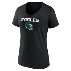 Saquon Barkley Philadelphia Eagles Women's Name & Number Team Wordmark V-Neck T-Shirt - Black - NFL