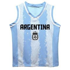 Lionel Messi Argentina National Team Vive La Fete Youth Painted Stripes Basketball Jersey Light Blue
