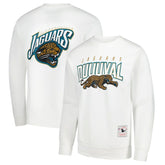 Jacksonville Jaguars Duval Classic Logos Pullover Sweatshirt - White - Mitchell & Ness