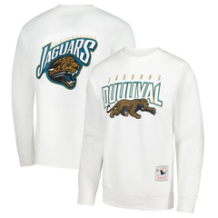 Jacksonville Jaguars Duval Classic Logos Pullover Sweatshirt - White - Mitchell & Ness