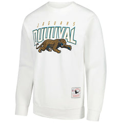 Jacksonville Jaguars Duval Classic Logos Pullover Sweatshirt - White - Mitchell & Ness