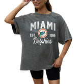 Miami Dolphins Gameday Couture Women's Throwback Oversized Snow Wash T-Shirt - Grey - NFL