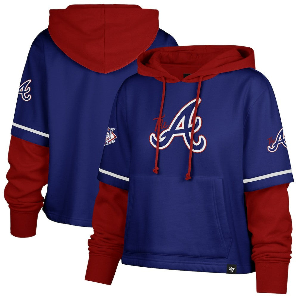 Atlanta Braves '47 Women's City Connect Shortstop Cropped Pullover Hoodie Online