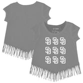San Diego Padres Tiny Turnip Girls Youth Logo Grid Fringe T-Shirt Online