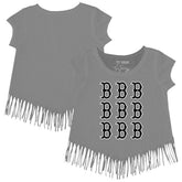 Boston Red Sox Tiny Turnip Girls Youth Logo Grid Fringe T-Shirt Near Me