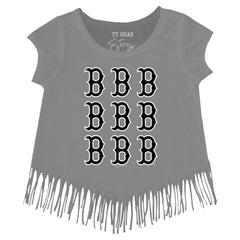 Boston Red Sox Tiny Turnip Girls Youth Logo Grid Fringe T-Shirt Near Me