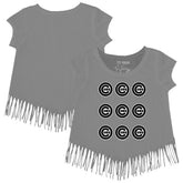 Chicago Cubs Tiny Turnip Girls Youth Logo Grid Fringe T-Shirt for sale