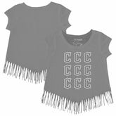 Cleveland Guardians Tiny Turnip Girls Youth Logo Grid Fringe T-Shirt Online