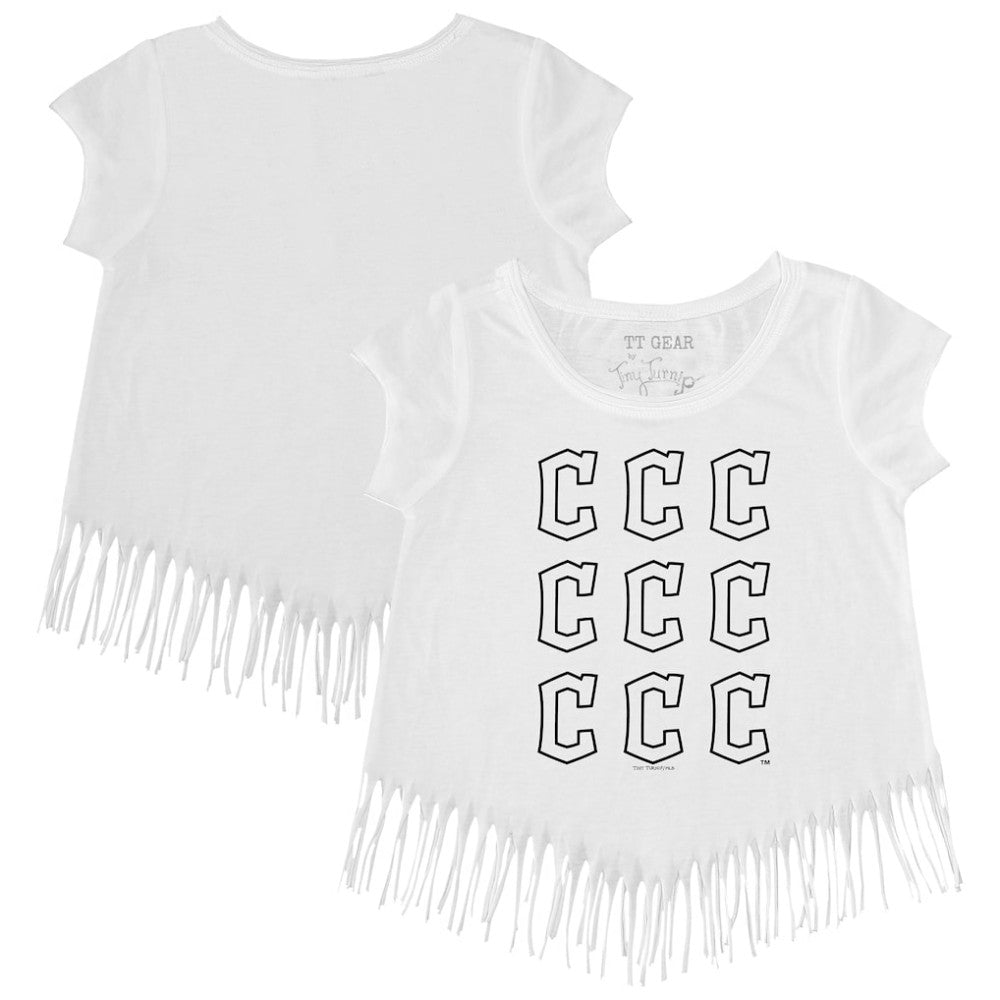 Cleveland Guardians Tiny Turnip Girls Youth Logo Grid Fringe T-Shirt Near Me