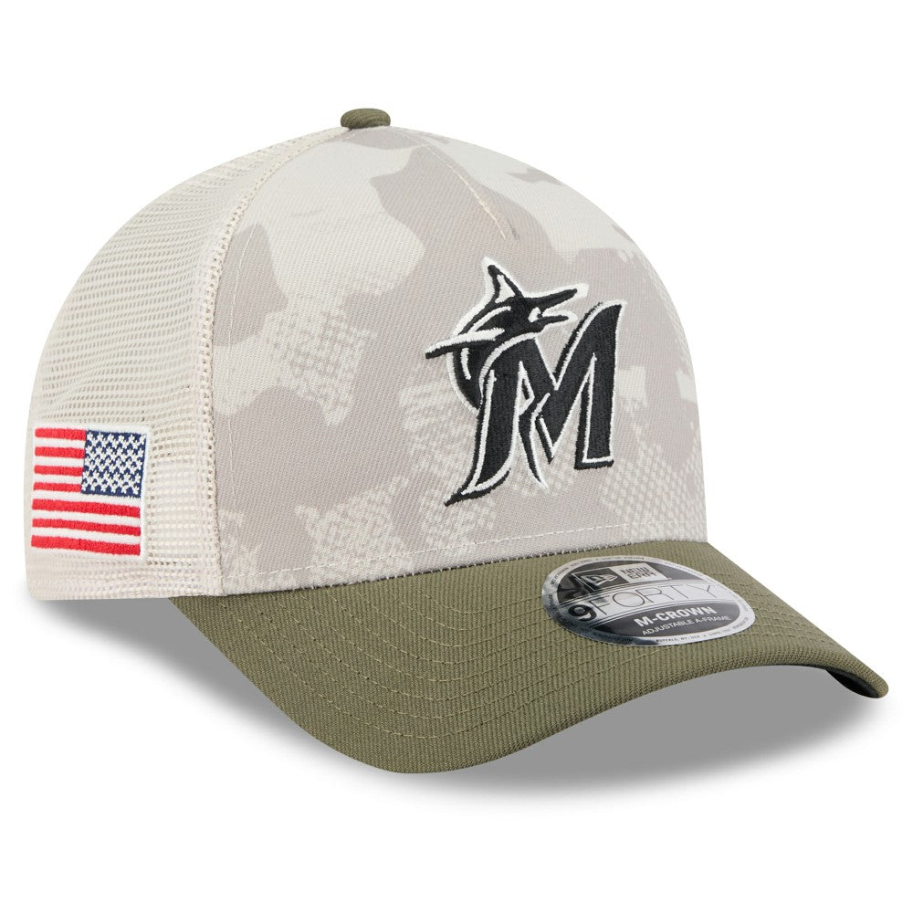 Miami Marlins New Era 2025 Armed Forces Day 9FORTY M-Crown A-Frame Adjustable Hat Online