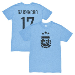 Alejandro Garnacho Argentina National Team 1863FC Player Vintage Tri-Blend T-Shirt Light Blue