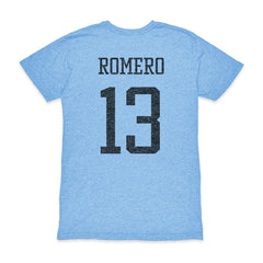Cristian Romero Argentina National Team 1863FC Player Vintage Tri-Blend T-Shirt Light Blue