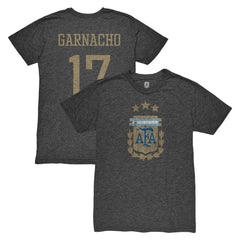 Alejandro Garnacho Argentina National Team 1863FC Player Vintage Tri-Blend T-Shirt Black