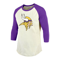 Randy Moss Minnesota Vikings Majestic Threads Retired Player Name & Number 3/4 Raglan Sleeve T-Shirt - Cream/Purple - NFL