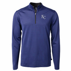 Kansas City Royals Cutter & Buck Big & Tall Virtue Eco Pique Micro Stripe Recycled Quarter-Zip Pullover Top Online