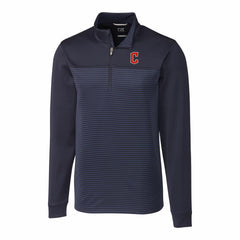 Cleveland Guardians Cutter & Buck Big & Tall Traverse Stripe Stretch DryTec Quarter-Zip Top Online