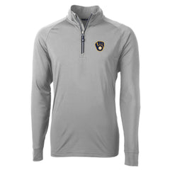 Milwaukee Brewers Cutter & Buck Big & Tall Adapt Eco Knit Stretch Recycled Quarter-Zip Pullover Top Sale