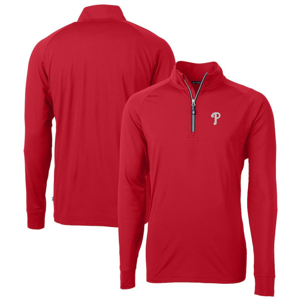 Philadelphia Phillies Cutter & Buck Big & Tall Adapt Eco Knit Stretch Recycled Quarter-Zip Pullover Top Sale