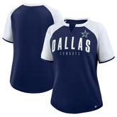 Dallas Cowboys Women's Height Advantage T-Shirt - Navy/White - Fanatics