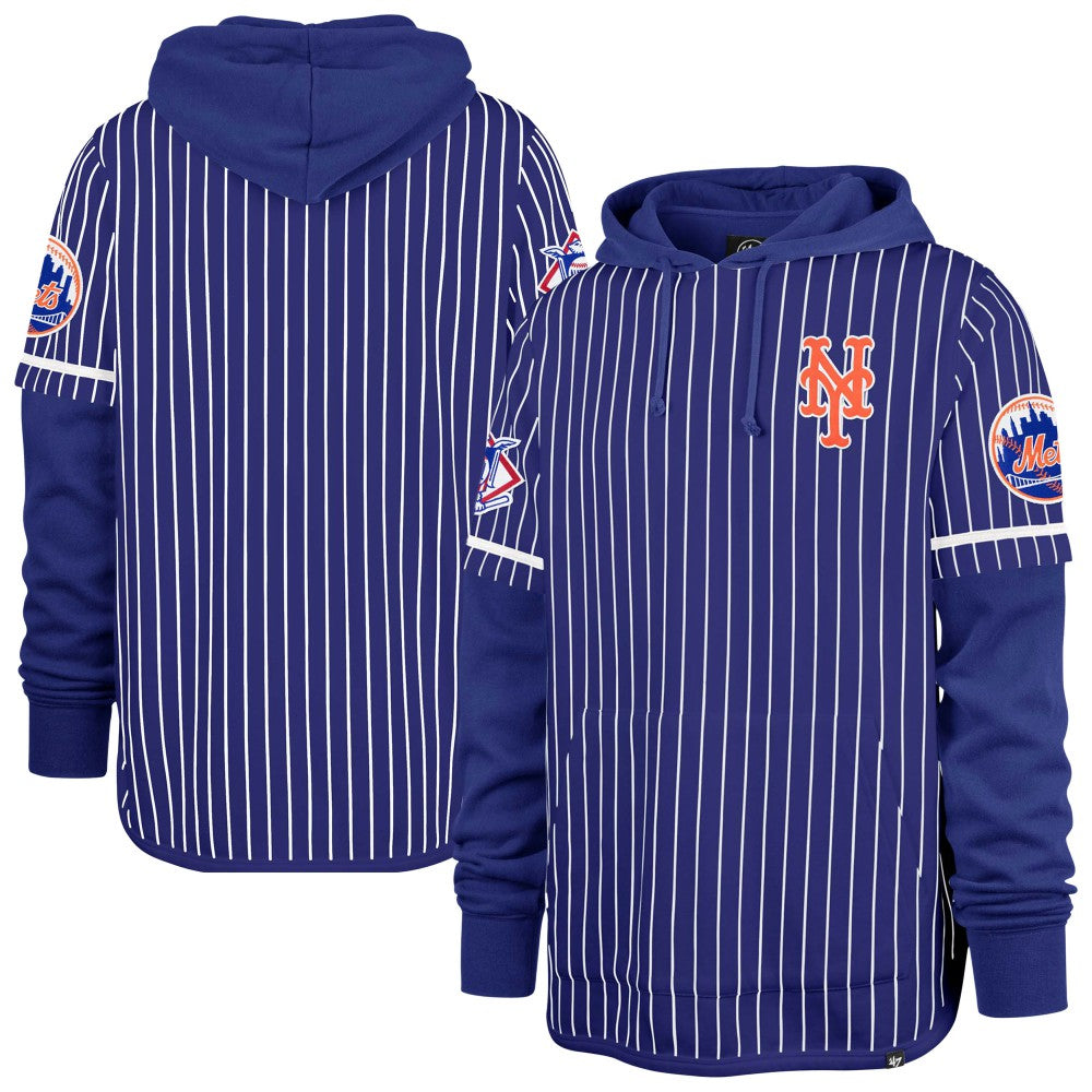 New York Mets '47 Pinstripe Double Header Pullover Hoodie Discount