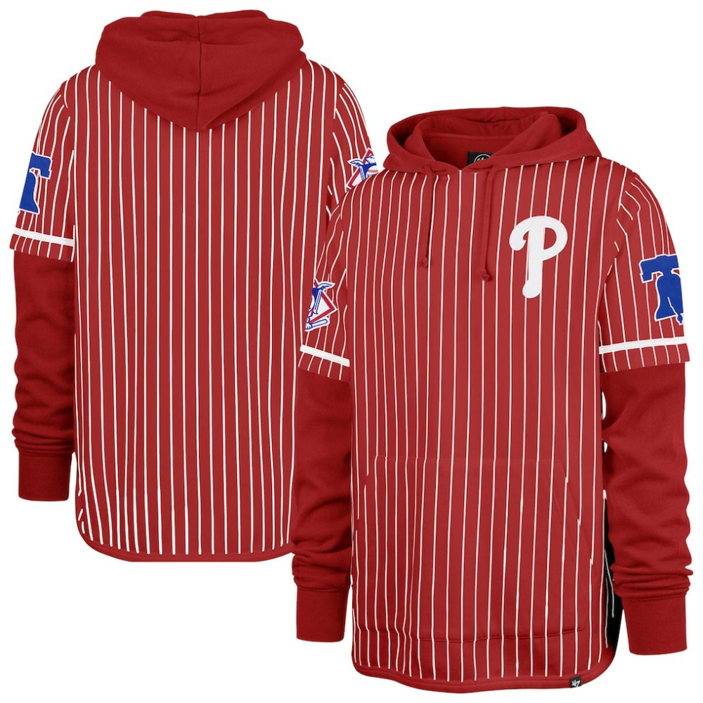 Philadelphia Phillies '47 Pinstripe Double Header Pullover Hoodie Discount
