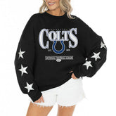 Indianapolis Colts Gameday Couture Women's Rhinestone Star Sleeve Settle the Score Oversized Tri-Blend Pullover - Black - NFL