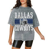Dallas Cowboys Gameday Couture Women's Oversized Mini Rhinestone Classic T-Shirt - Gray - NFL